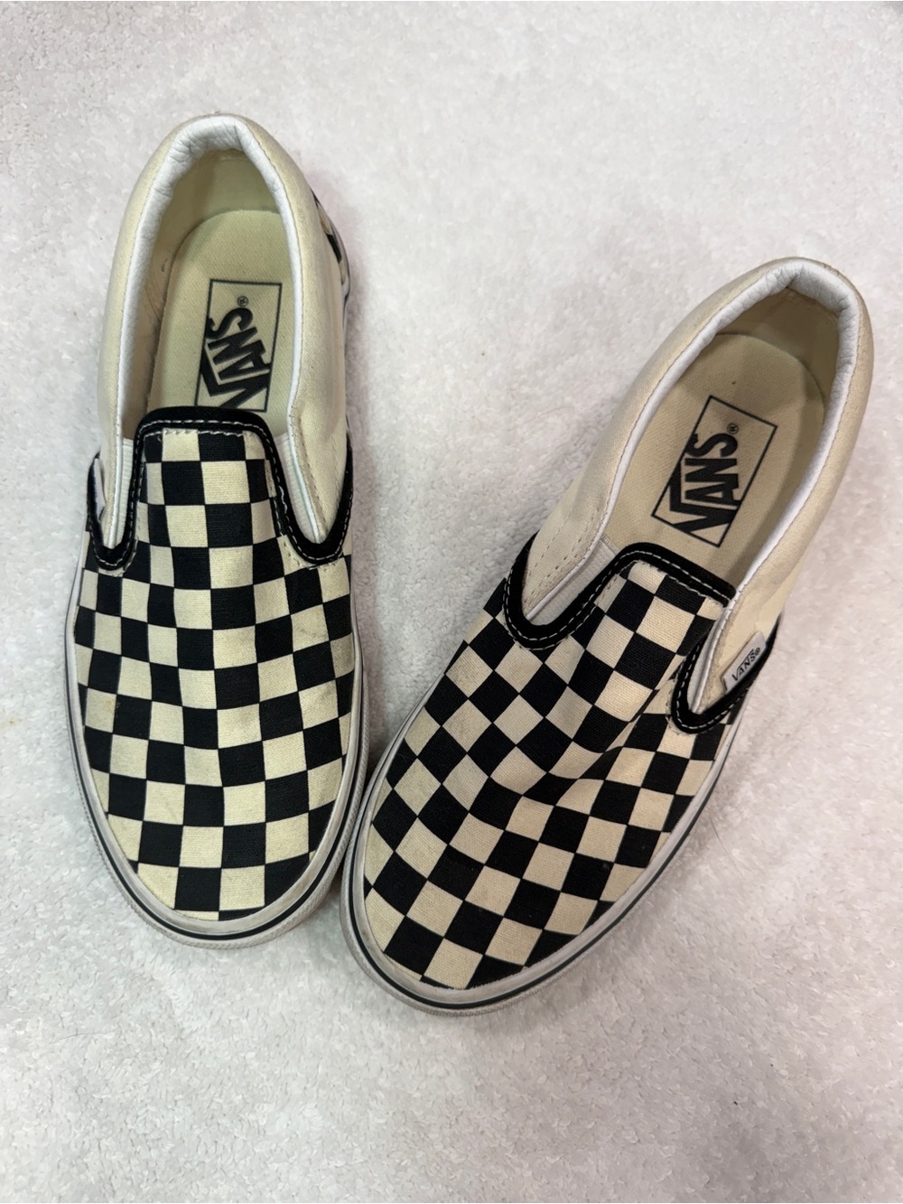 Vans Kids Slip-On Checkerboard Sneakers - Black and White